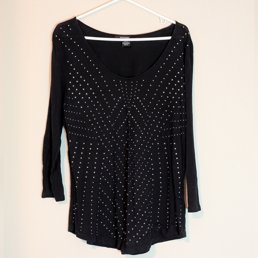 DKNY Black Top with Silver Stud Accents, Size XL